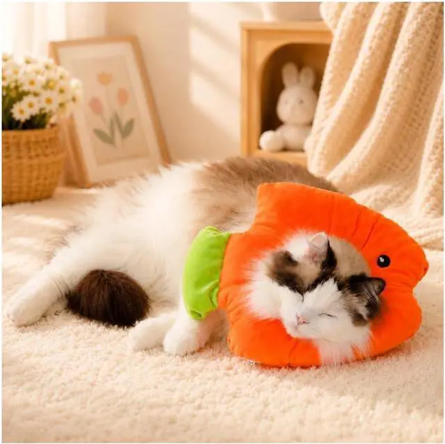 Main image of Cat Cone Collar, Adjustable Soft Recovery Collar After Surgery,Orange S | Soft Pillow Cone / Emotional Support / Normal Eating / Unblocked Sight / Anti-Lick Protection / Wound Healing