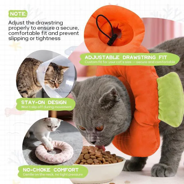 Alt view image 4 of 7 - Cat Cone Collar, Adjustable Soft Recovery Collar After Surgery,Orange S | Soft Pillow Cone / Emotional Support / Normal Eating / Unblocked Sight / Anti-Lick Protection / Wound Healing