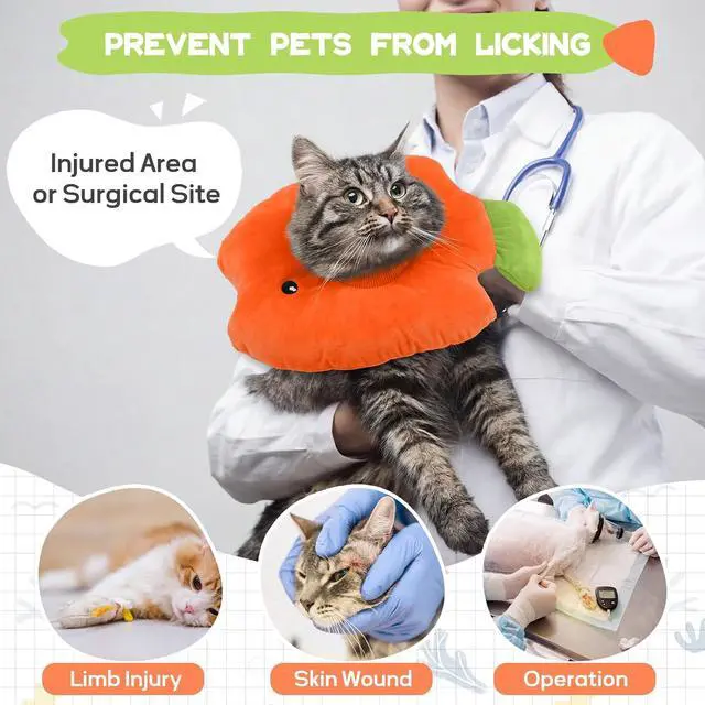 Alt view image 5 of 7 - Cat Cone Collar, Adjustable Soft Recovery Collar After Surgery,Orange S | Soft Pillow Cone / Emotional Support / Normal Eating / Unblocked Sight / Anti-Lick Protection / Wound Healing