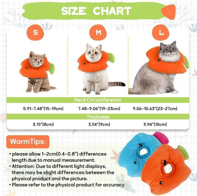 Alt view image 7 of 7 - Cat Cone Collar, Adjustable Soft Recovery Collar After Surgery,Orange S | Soft Pillow Cone / Emotional Support / Normal Eating / Unblocked Sight / Anti-Lick Protection / Wound Healing
