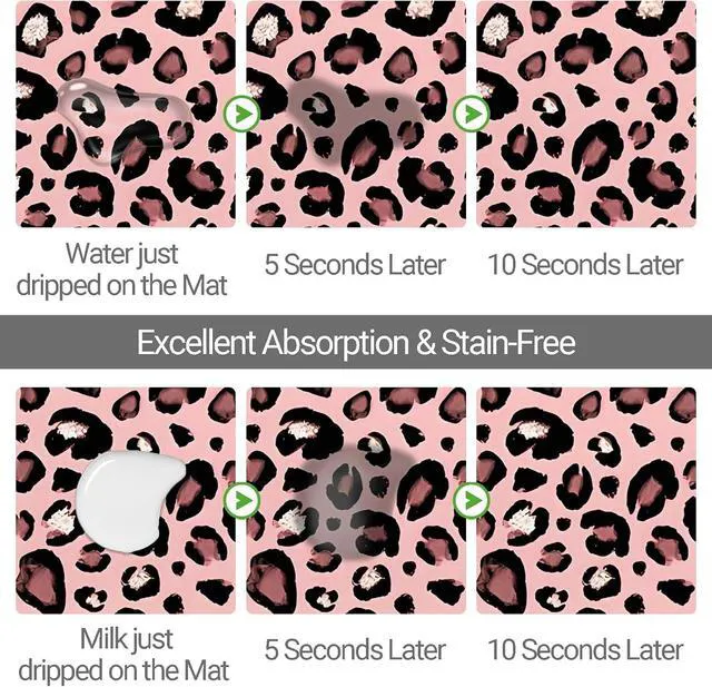 Alt view image 2 of 7 - Bone Shaped Dog Food Mat, Absorbent Waterproof Non-Slip Pet Cat Bowl Mat for Food & Water Pet Supplies Leopard 19"*12"
