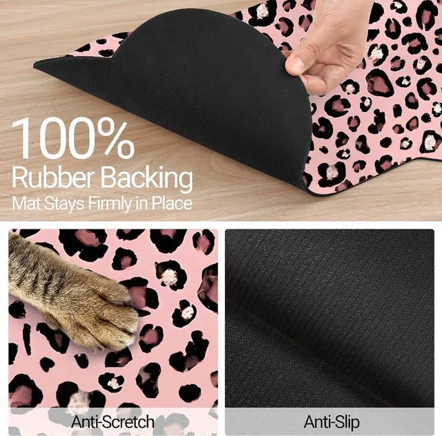 Alt view image 4 of 7 - Bone Shaped Dog Food Mat, Absorbent Waterproof Non-Slip Pet Cat Bowl Mat for Food & Water Pet Supplies Leopard 19"*12"