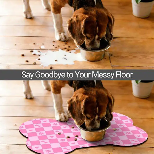 Alt view image 3 of 7 - Bone Shaped Dog Food Mat, Absorbent Waterproof Non-Slip Pet Cat Bowl Mat for Food & Water Pet Supplies Checkered 19"*12"