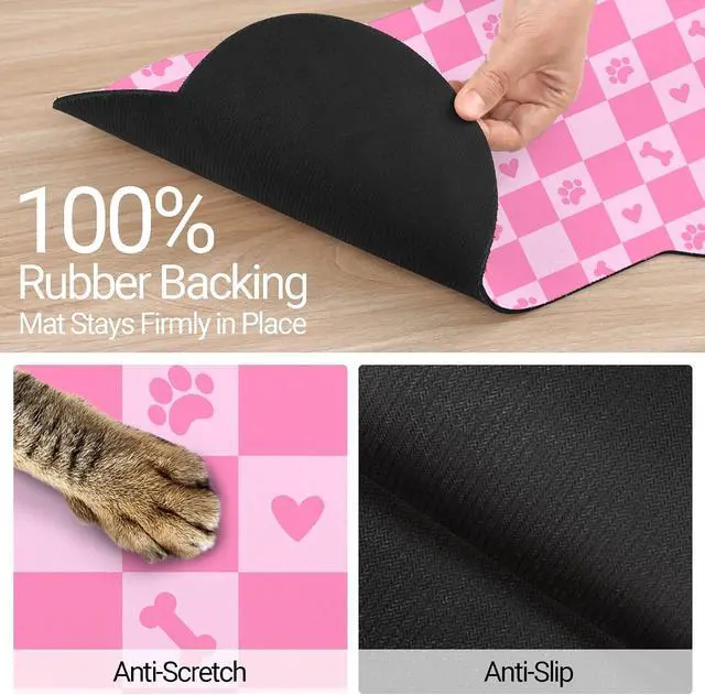 Alt view image 4 of 7 - Bone Shaped Dog Food Mat, Absorbent Waterproof Non-Slip Pet Cat Bowl Mat for Food & Water Pet Supplies Checkered 19"*12"