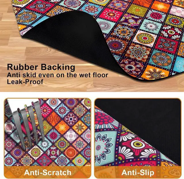 Alt view image 5 of 7 - Dog Food Mats for Floors Boho Mat for Cat Food and Water Bowls | Boho Waterproof Absorbent Quick Dry Non Slip Food Mat for Pet Feeding