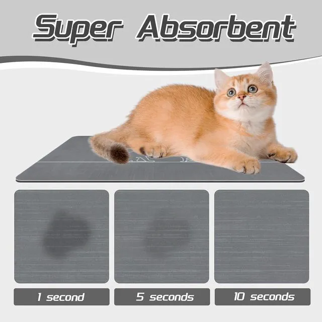 Alt view image 2 of 6 - Dog Bowl Mats, Cat Feeding Mat, Non-Slip Super Absorbent,No Stains Quick Dry Dog Water Dispenser.for Messy Drinkers.Easy Clean.Dog & Cat