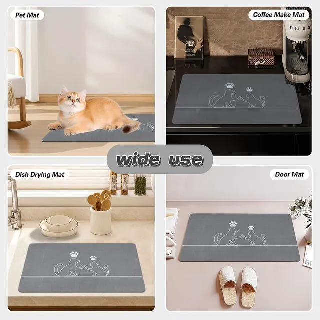 Alt view image 4 of 6 - Dog Bowl Mats, Cat Feeding Mat, Non-Slip Super Absorbent,No Stains Quick Dry Dog Water Dispenser.for Messy Drinkers.Easy Clean.Dog & Cat