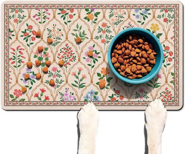 Main image of Absorbent Pet Dog Bowl Mat for Food and Water, Pet Cat Food Feeding Mat with Non Slip Rubber Backing, Dog Food Mats for Floors Waterproof, 12"x20"