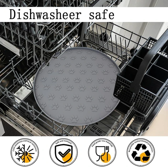 Alt view image 5 of 6 - Silicone pet Food mat, Dog Food and Water mat, Raised Edge Rubber mat for Dog Bowls, Prevents Food and Water from staining Floors, Suitable for Small and Medium Pets10.6'' (Gray - Odorless)