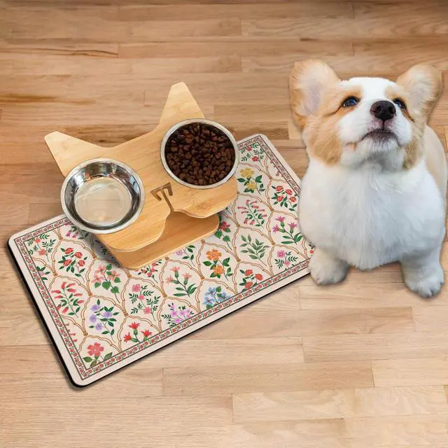 Alt view image 2 of 7 - Absorbent Pet Dog Bowl Mat for Food and Water, Pet Cat Food Feeding Mat with Non Slip Rubber Backing, Dog Food Mats for Floors Waterproof, 12"x20"