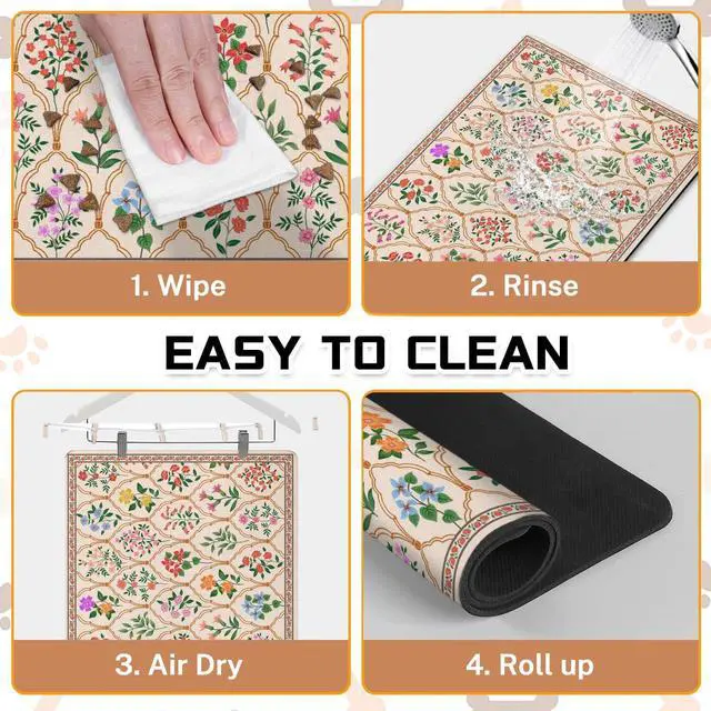 Alt view image 6 of 7 - Absorbent Pet Dog Bowl Mat for Food and Water, Pet Cat Food Feeding Mat with Non Slip Rubber Backing, Dog Food Mats for Floors Waterproof, 12"x20"
