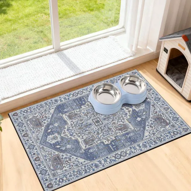 Main image of Dog Food Mat, Absorbent Cat Dog Mats for Food and Water, No Stains Quick Dry Pet Cat Bowl Mats with Non Slip Backing, Boho Pet Feeding Mat for Floor Waterproof 12"x20"