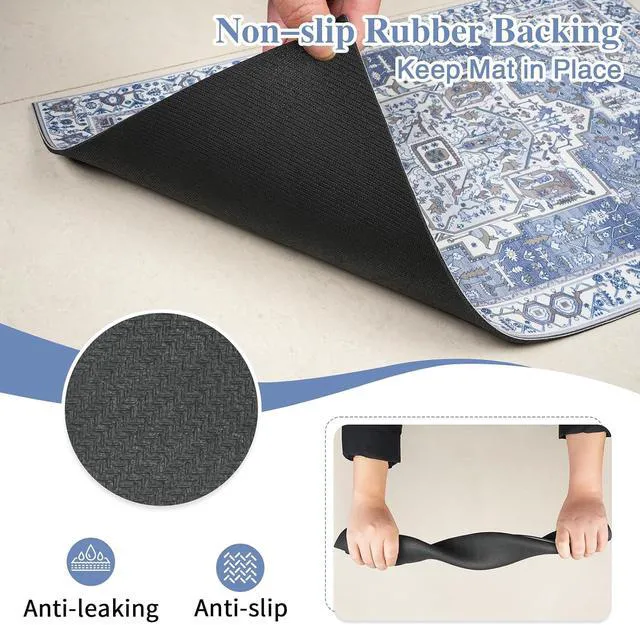 Alt view image 7 of 7 - Dog Food Mat, Absorbent Cat Dog Mats for Food and Water, No Stains Quick Dry Pet Cat Bowl Mats with Non Slip Backing, Boho Pet Feeding Mat for Floor Waterproof 12"x20"
