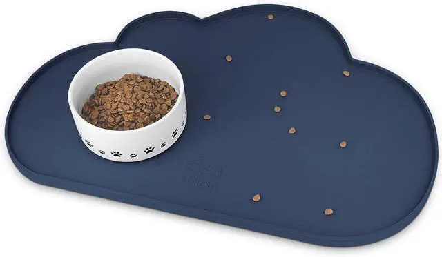 Main image of Silicone Pet Feeding Mat for Dogs and Cats, High-Lips Pet Placemat Non-Slip Waterproof Bowl Mats Prevent Food and Water Overflow, Puppy Dish Tray Mat Suitable for Small Medium Large Pets, Navy