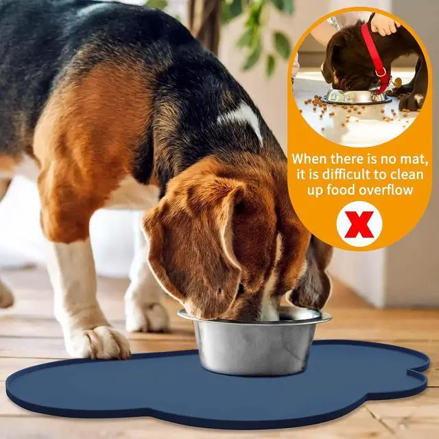 Alt view image 3 of 7 - Silicone Pet Feeding Mat for Dogs and Cats, High-Lips Pet Placemat Non-Slip Waterproof Bowl Mats Prevent Food and Water Overflow, Puppy Dish Tray Mat Suitable for Small Medium Large Pets, Navy