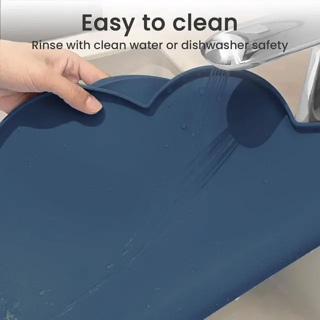 Alt view image 7 of 7 - Silicone Pet Feeding Mat for Dogs and Cats, High-Lips Pet Placemat Non-Slip Waterproof Bowl Mats Prevent Food and Water Overflow, Puppy Dish Tray Mat Suitable for Small Medium Large Pets, Navy