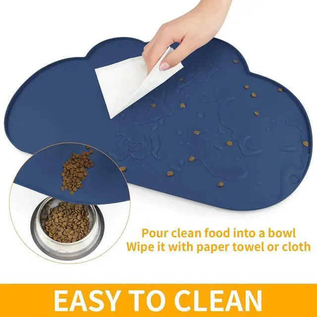 Alt view image 6 of 7 - Silicone Pet Feeding Mat for Dogs and Cats, High-Lips Pet Placemat Non-Slip Waterproof Bowl Mats Prevent Food and Water Overflow, Puppy Dish Tray Mat Suitable for Small Medium Large Pets, Navy
