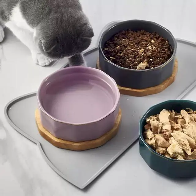 Alt view image 6 of 7 - Cat Food Mat, Silicone Non Slip Dog Bowl Mat Waterproof Cat Feeding Mat Stop Food Spills and Water Messes Out to Floor Pet Food Mat (Sage Green, 17" x 10")