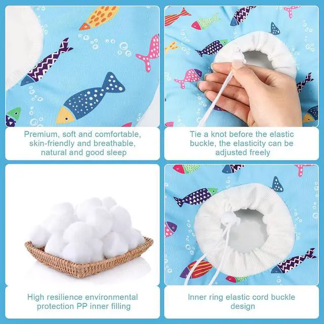 Alt view image 3 of 7 - Cat Cone Collar Soft Cute Adjustable Cat Donut Recovery Collar | Elizabethan Cats Cones to Stop Licking Comfortable Anti-Bite Neck Cone for Pet Kittens After Surgery