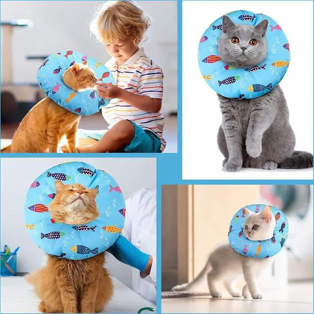 Alt view image 5 of 7 - Cat Cone Collar Soft Cute Adjustable Cat Donut Recovery Collar | Elizabethan Cats Cones to Stop Licking Comfortable Anti-Bite Neck Cone for Pet Kittens After Surgery