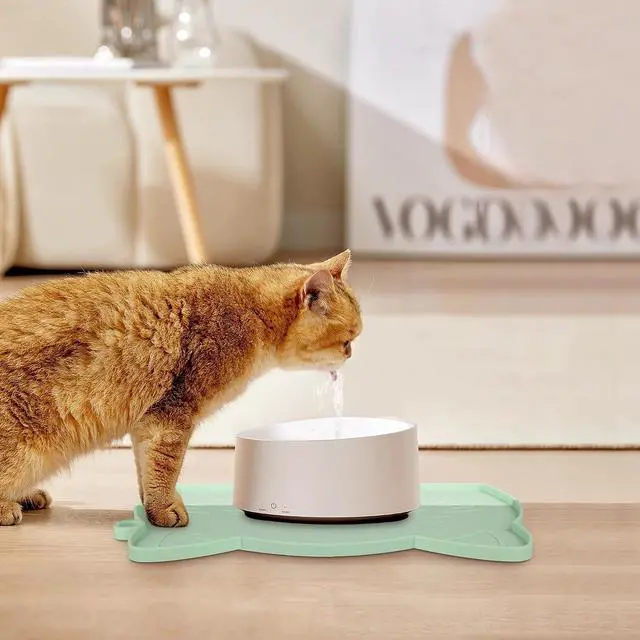 Alt view image 2 of 7 - Cat Food & Water Mat Thicker Non-Slip Silicone Mat with Raised Edge | water food bowl mat,Feeding Fountain mat for indoor cats