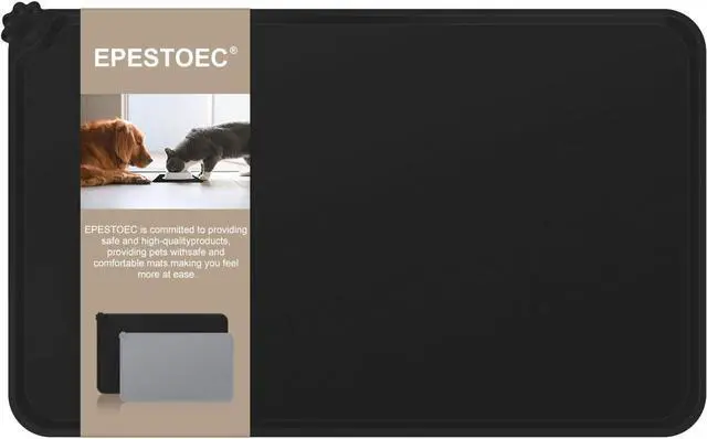 Main image of Premium Silicone Dog Food Mat,Dog Bowl mat, Pet Food pad- Anti-Slip Pet Food Mat for Dogs and Cats - Waterproof and Easy to Clean Black-19 * 12IN