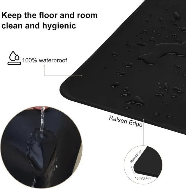 Alt view image 3 of 7 - Premium Silicone Dog Food Mat,Dog Bowl mat, Pet Food pad- Anti-Slip Pet Food Mat for Dogs and Cats - Waterproof and Easy to Clean Black-19 * 12IN