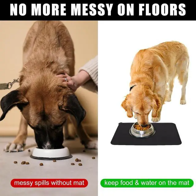 Alt view image 6 of 7 - Premium Silicone Dog Food Mat,Dog Bowl mat, Pet Food pad- Anti-Slip Pet Food Mat for Dogs and Cats - Waterproof and Easy to Clean Black-19 * 12IN
