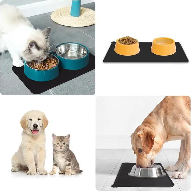 Alt view image 5 of 7 - Premium Silicone Dog Food Mat,Dog Bowl mat, Pet Food pad- Anti-Slip Pet Food Mat for Dogs and Cats - Waterproof and Easy to Clean Black-19 * 12IN