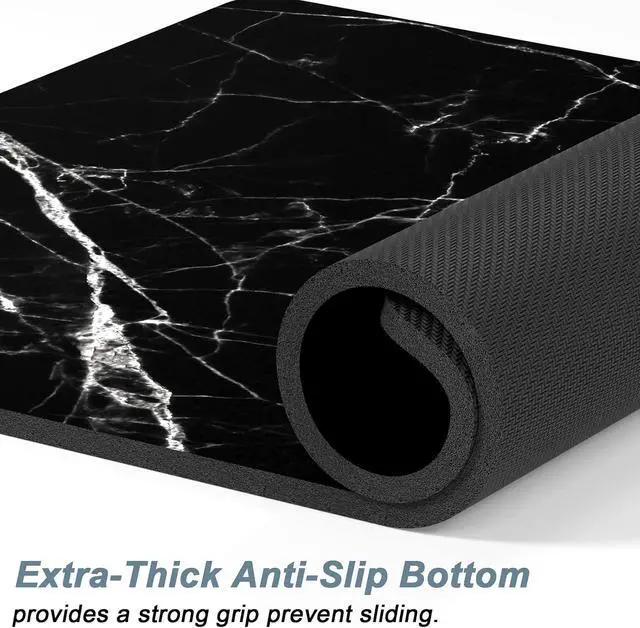 Alt view image 4 of 7 - Dog Food Mat, 12" x 19" Marble Absorbent Dog Cat Bowl Mat for Food and Water, Cute Anti-Slip Rubber Pet Feeding Rug Protect Floors, Puppy Placemat for Feeding & Watering Supplies, Black