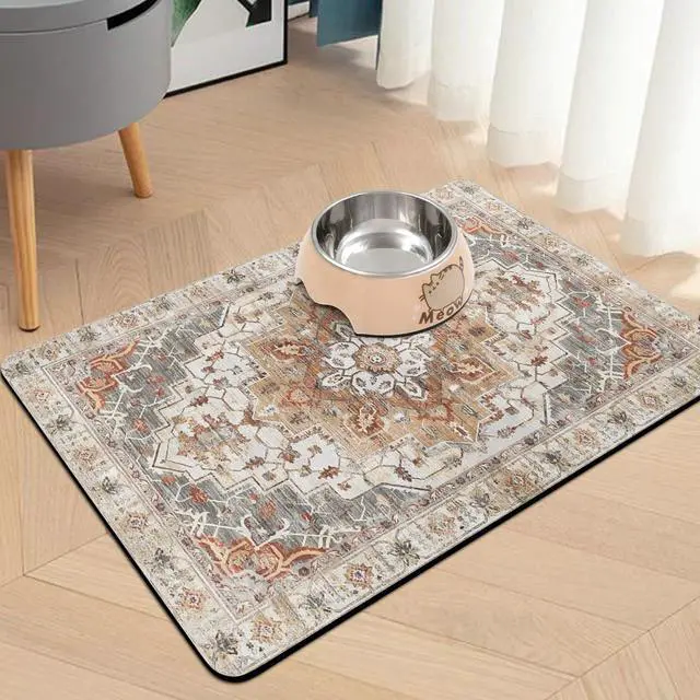 Alt view image 2 of 7 - Pet Food Mats for Floor, Absorbent Dog Mat for Food and Water Dispenser Mat, Dog Food Mat Quick Dry Cat Food Mat Pet Supplies