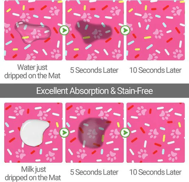 Alt view image 2 of 7 - Bone Shaped Dog Food Mat, Absorbent Waterproof Non-Slip Pet Cat Bowl Mat for Food & Water Pet Supplies Pink 19"*12"