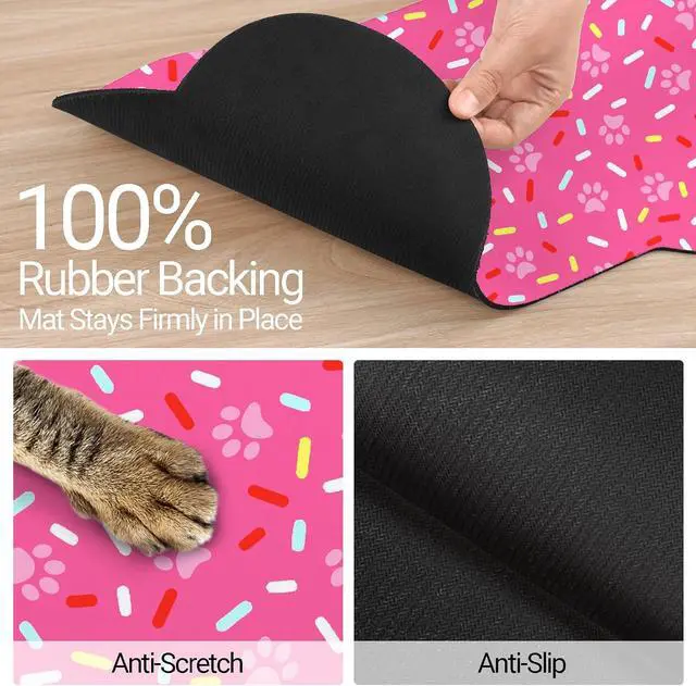 Alt view image 4 of 7 - Bone Shaped Dog Food Mat, Absorbent Waterproof Non-Slip Pet Cat Bowl Mat for Food & Water Pet Supplies Pink 19"*12"