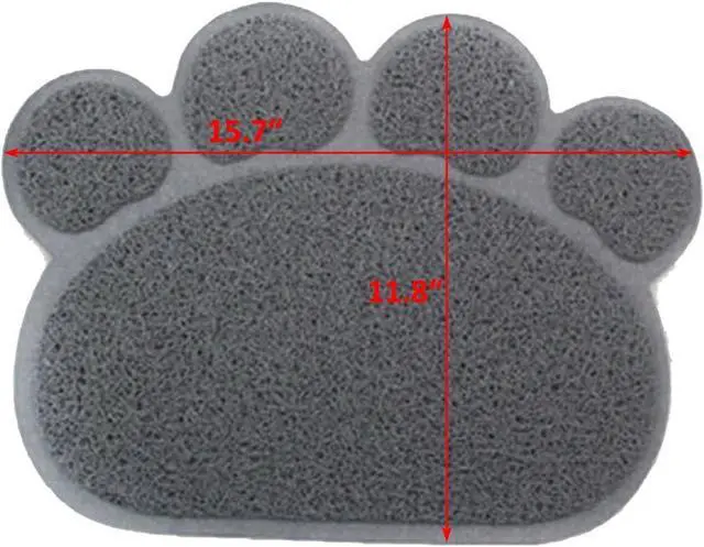 Alt view image 5 of 7 - PVC Pet Dog Cat Puppy Kitten Dish Bowl Food Water Feeding Placemat, Non-Slip Cat Litter Mat Paw Shape, Grey Small