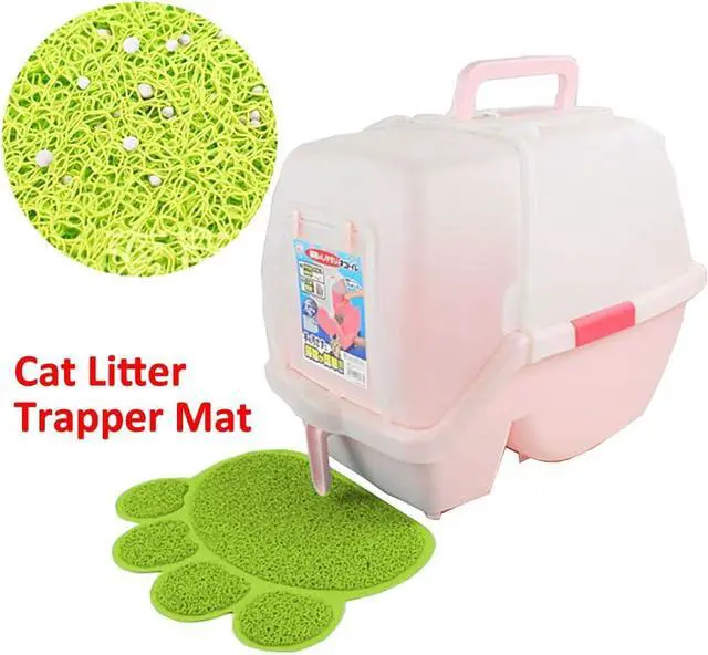 Alt view image 6 of 7 - PVC Pet Dog Cat Puppy Kitten Dish Bowl Food Water Feeding Placemat, Non-Slip Cat Litter Mat Paw Shape, Grey Small