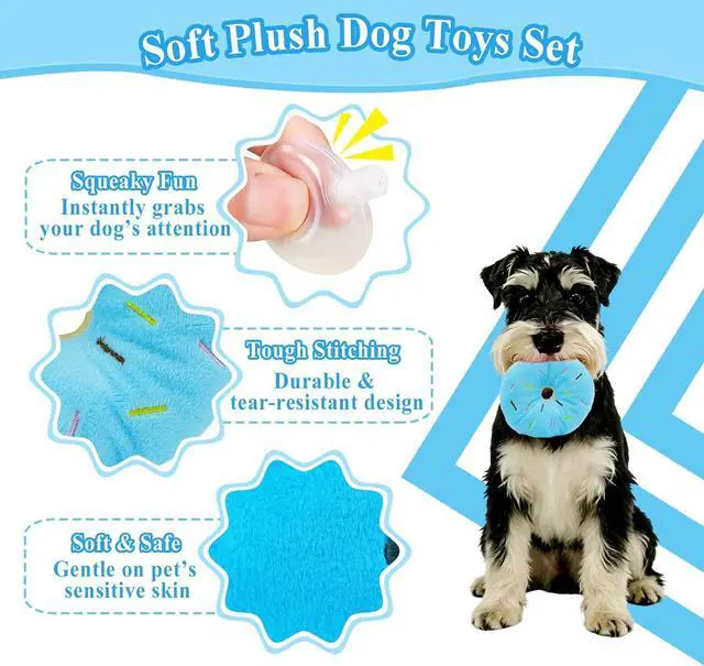 Alt view image 5 of 7 - Small Dog Toys 5 Pack, Squeaky Plush Puppy Toys,Blue | Soft Cute Interactive Chew Teething Toys for Small Breed Dogs