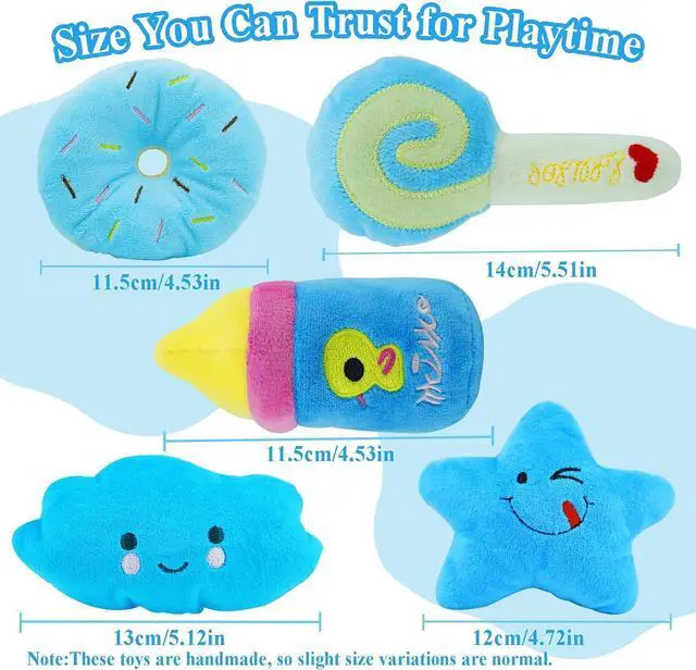 Alt view image 6 of 7 - Small Dog Toys 5 Pack, Squeaky Plush Puppy Toys,Blue | Soft Cute Interactive Chew Teething Toys for Small Breed Dogs