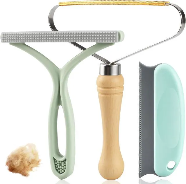 Main image of Pet Hair Removal Tool 3 Pack Dog Cat Hair Remover Carpet Scraper Rake Fur Removal Brush Lint Remover Shaver for Car Furniture Couch Green
