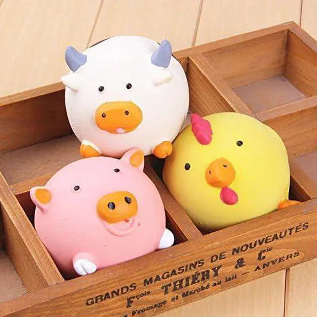 Main image of 3PCS Safe Latex Dog Squeaky Toys, Chew Molar Dog Toys, 2.8-Inch Diameter, for Puppy Small Medium Dogs