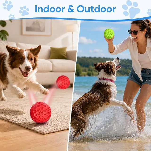 Alt view image 5 of 7 - Squeaky Dog Balls Toy 2 Pack, Interactive Dog Toys for Aggressive Chewers, Squeaky Balls for Dogs, Durable Dog Chew Toys for Medium Large Dogs, Dog Balls for Aggressive Chewers, Outdoor Dog Toys