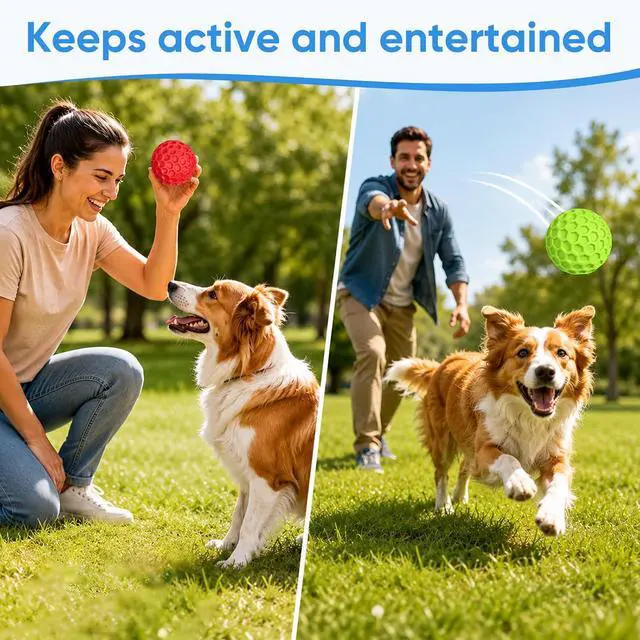 Alt view image 6 of 7 - Squeaky Dog Balls Toy 2 Pack, Interactive Dog Toys for Aggressive Chewers, Squeaky Balls for Dogs, Durable Dog Chew Toys for Medium Large Dogs, Dog Balls for Aggressive Chewers, Outdoor Dog Toys