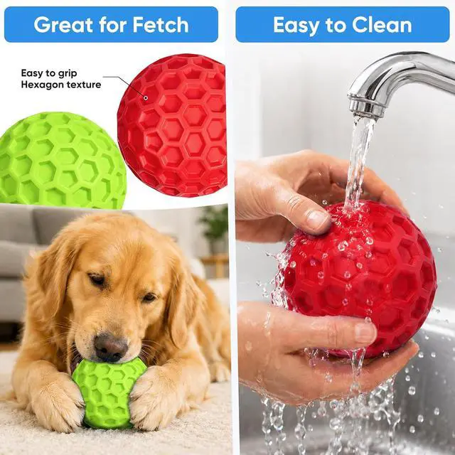Alt view image 4 of 7 - Squeaky Dog Balls Toy 2 Pack, Interactive Dog Toys for Aggressive Chewers, Squeaky Balls for Dogs, Durable Dog Chew Toys for Medium Large Dogs, Dog Balls for Aggressive Chewers, Outdoor Dog Toys