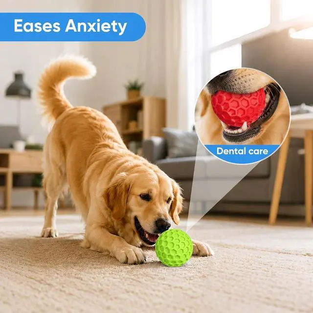 Alt view image 7 of 7 - Squeaky Dog Balls Toy 2 Pack, Interactive Dog Toys for Aggressive Chewers, Squeaky Balls for Dogs, Durable Dog Chew Toys for Medium Large Dogs, Dog Balls for Aggressive Chewers, Outdoor Dog Toys