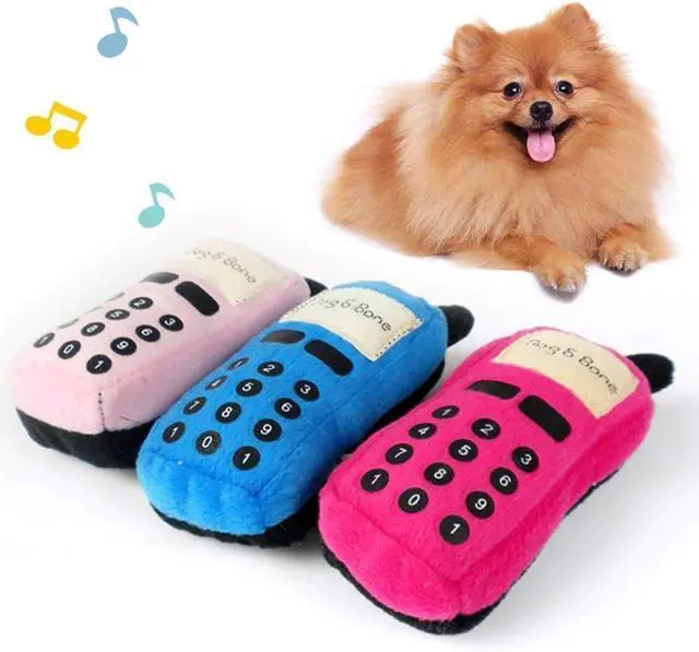 Alt view image 4 of 7 - Blue Pet Dog Puppy Funny Cellphone Shape Plush Doll Playing Training Chew Squeaky Toughs Plush Fluffy for Awesome Pet for Puppy Small Medium Dog Pets,Dogs