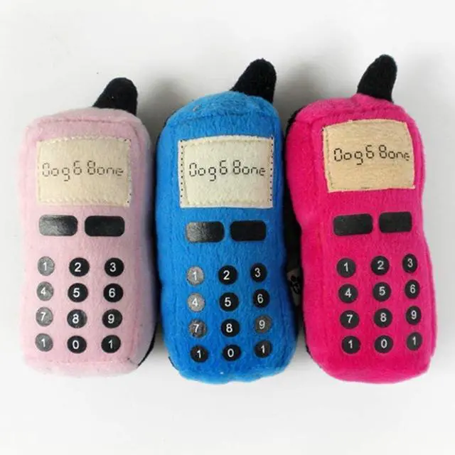 Alt view image 5 of 7 - Blue Pet Dog Puppy Funny Cellphone Shape Plush Doll Playing Training Chew Squeaky Toughs Plush Fluffy for Awesome Pet for Puppy Small Medium Dog Pets,Dogs