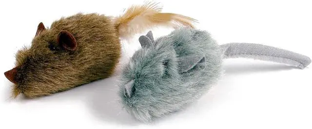 Main image of 2 Pack Squeaky Furry Mouse Cat Toys with Silvervine, Realistic Fluffy Mice Kitten Interactive Hunting Toy, Noise-Making Cat Prey Toy for Indoor Cats, Boredom Relief Teaser Chew Toy.
