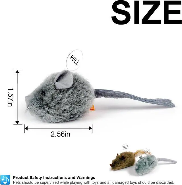 Alt view image 2 of 7 - 2 Pack Squeaky Furry Mouse Cat Toys with Silvervine, Realistic Fluffy Mice Kitten Interactive Hunting Toy, Noise-Making Cat Prey Toy for Indoor Cats, Boredom Relief Teaser Chew Toy.