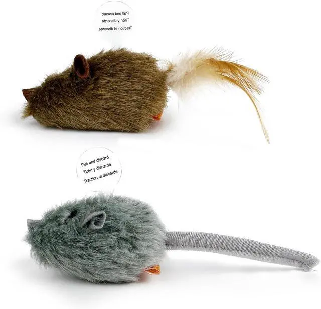 Alt view image 4 of 7 - 2 Pack Squeaky Furry Mouse Cat Toys with Silvervine, Realistic Fluffy Mice Kitten Interactive Hunting Toy, Noise-Making Cat Prey Toy for Indoor Cats, Boredom Relief Teaser Chew Toy.