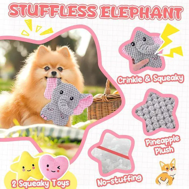 Alt view image 3 of 7 - Pink Puppy Toys - 9 Pack Puppy Chew Toys for Teething, Enrichment Dog Toys for Small Dogs to Keep Them Busy, Squeaky Plush Toy for Boredom