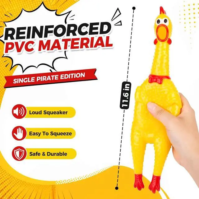 Alt view image 2 of 7 - Screaming Chicken, Squeaky Chicken Dog Toys Gag Gifts Prank | Novelty Toy Party Favors for Kids Adults, Goodie Bag Fillers Basket Stuffers